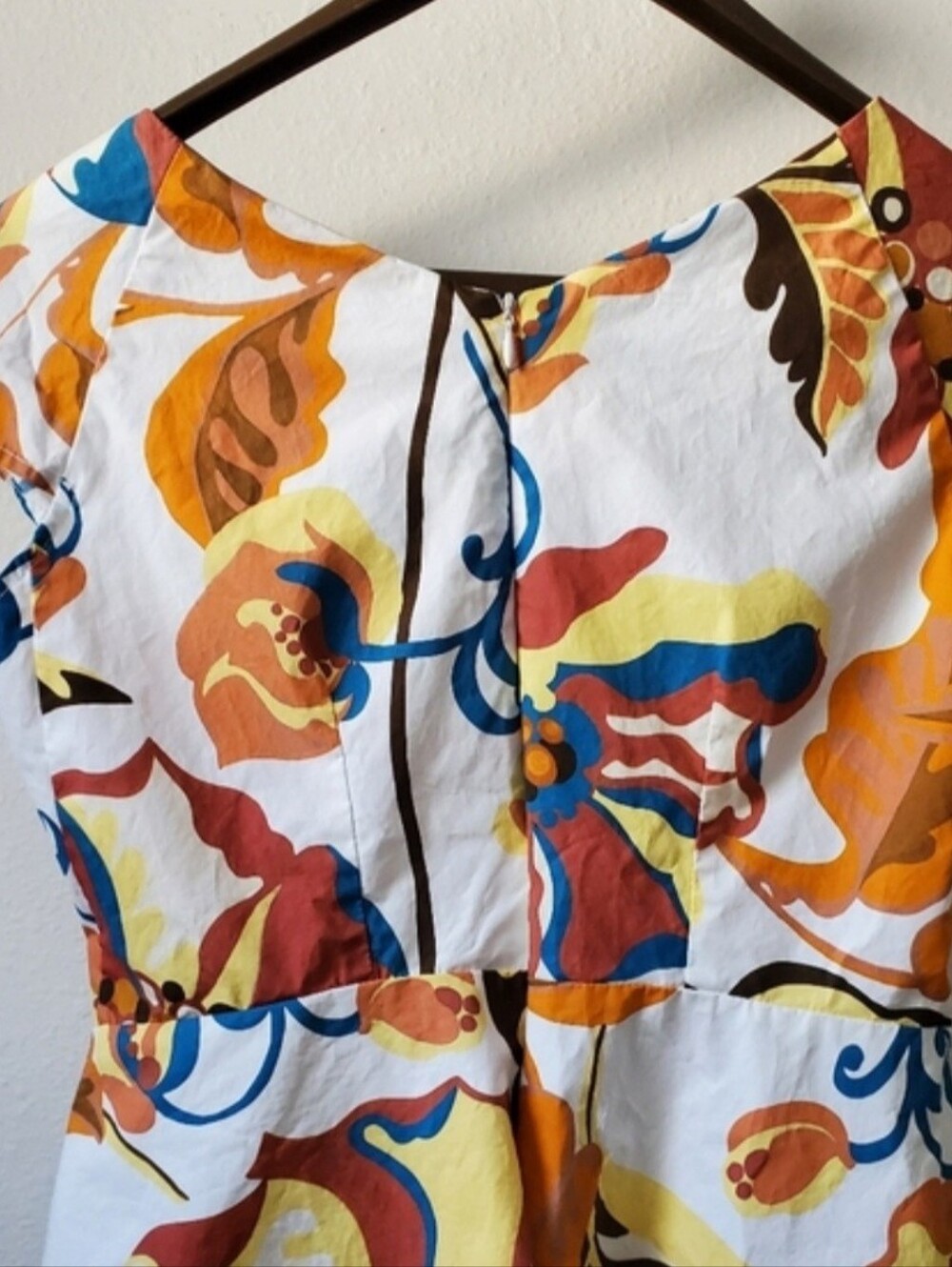 Edas Italia 100% Cotton Floral V-Neck Fit & Flare Midi Dress Italy Retro Pockets - Picture 8 of 16